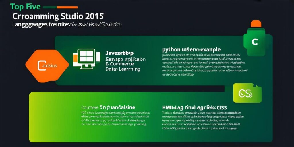 What are the five programming languages you can use with visual studio 2015